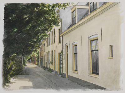 28148 Gezicht in de Eligenstraat te Utrecht uit het westen, in de richting van de Nieuwegracht, met rechts de huizen ...